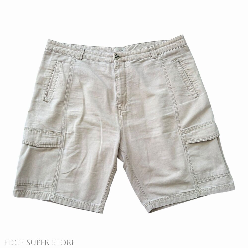Jachs Men's Cargo Shorts Size 40 Tan 100% Cotton 10" Inseam Multi Pocket Casual
